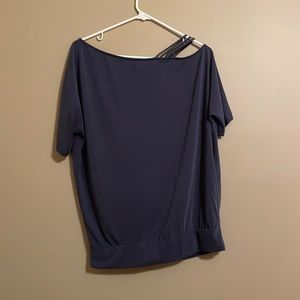 Off the shoulder Navy dressy shirt. Size small